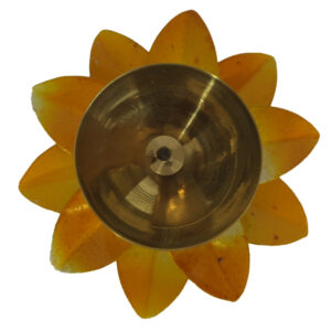 Brass Lotus Diya Yellow Small